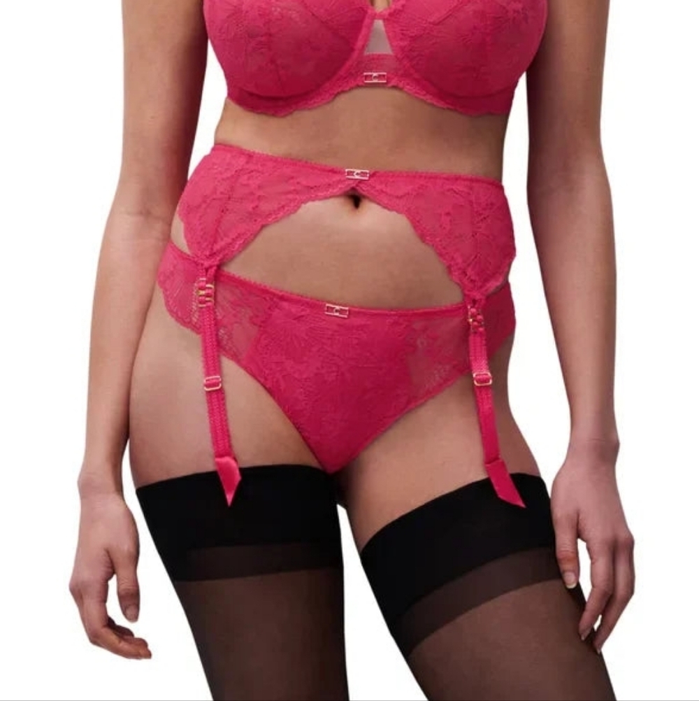 Chantelle Lace Garter Belt, Color Lipstick